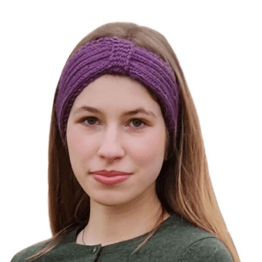 Alpaca knit kit headband in DK Damson