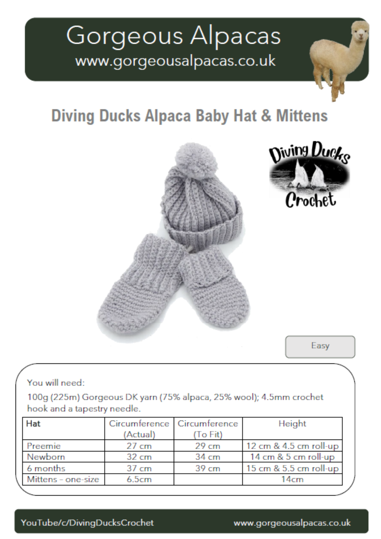 Pattern - Crochet Baby Hat & Mittens