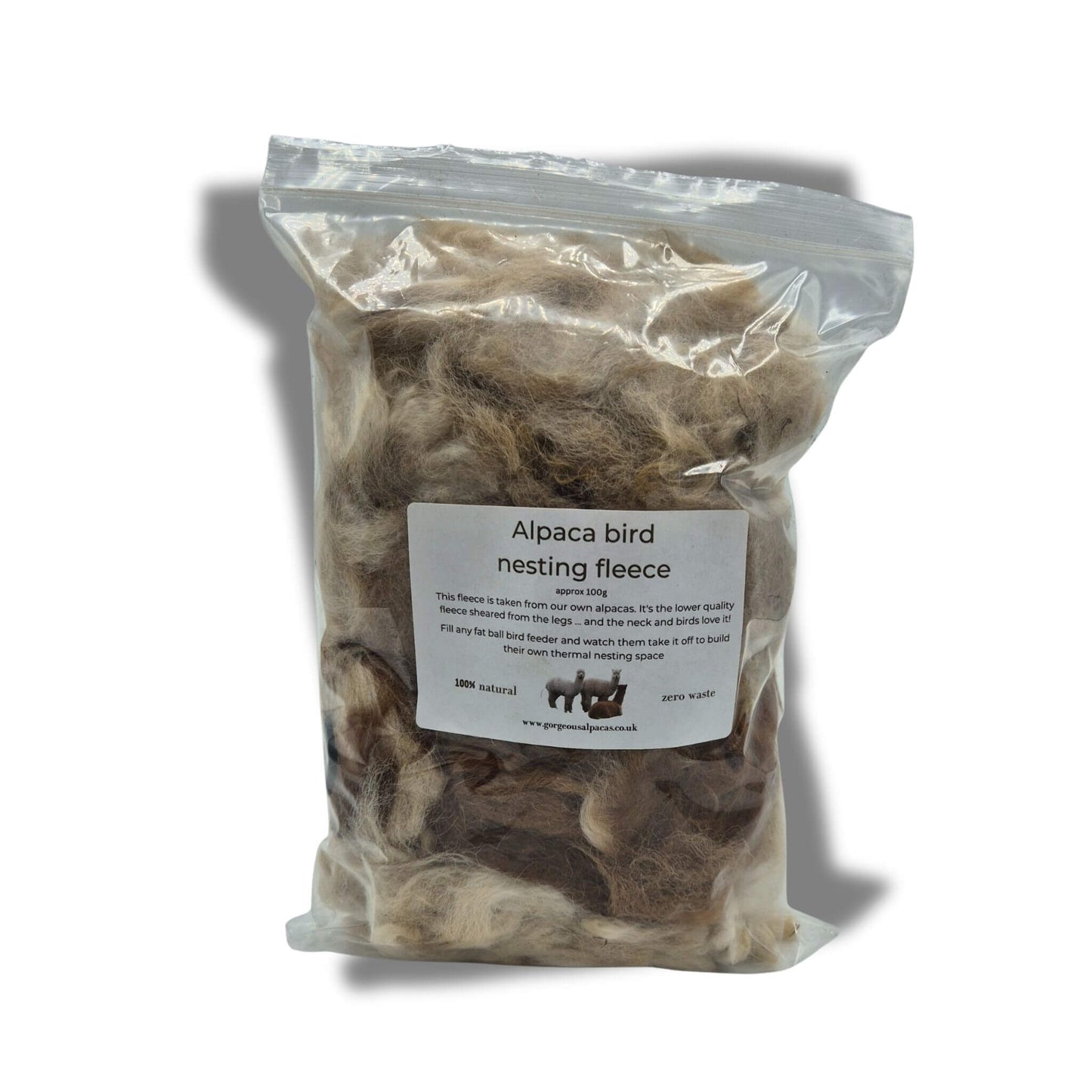 lose-up of soft alpaca fleece for bird nest building - 100% natural and sustainabl