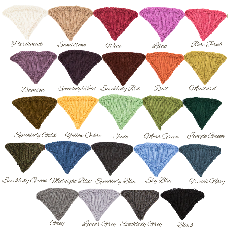 Colour range knitted up as bunting