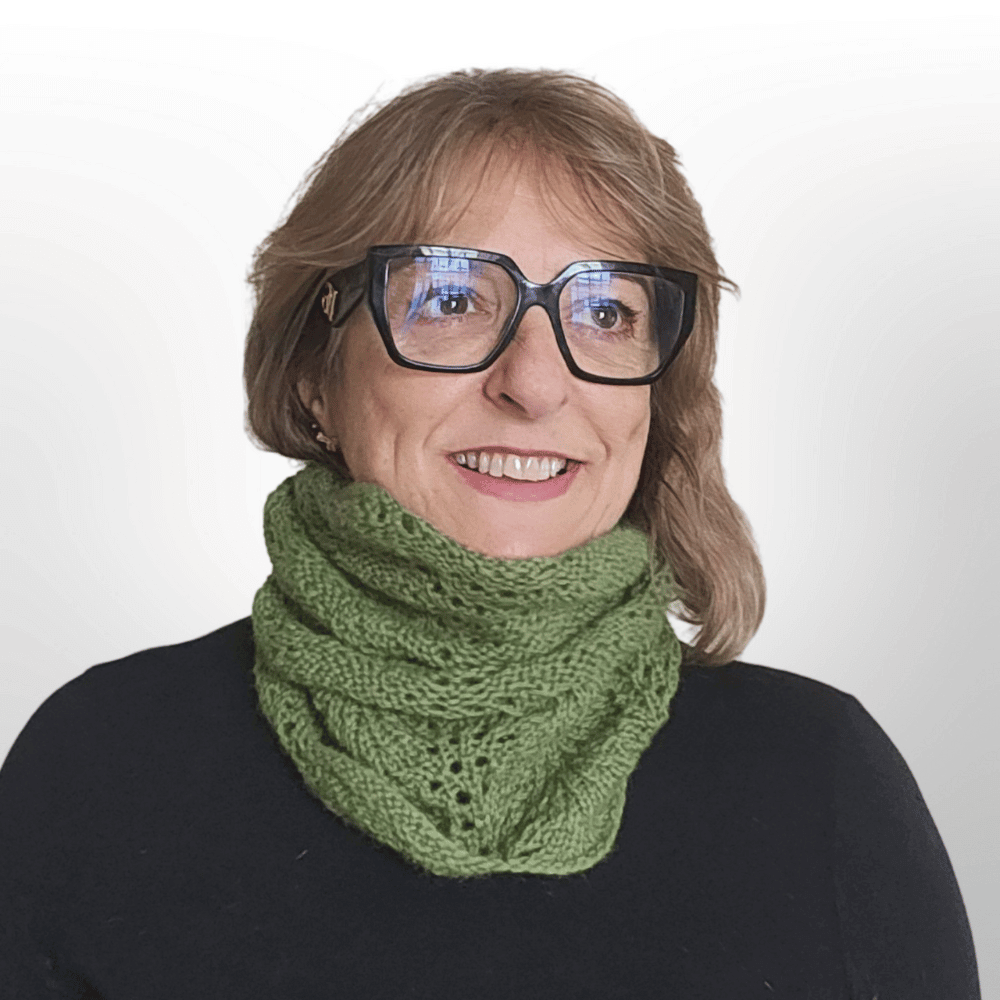 Chevron knitting kit using British and Irish alpaca wool, shown here in Moss Green