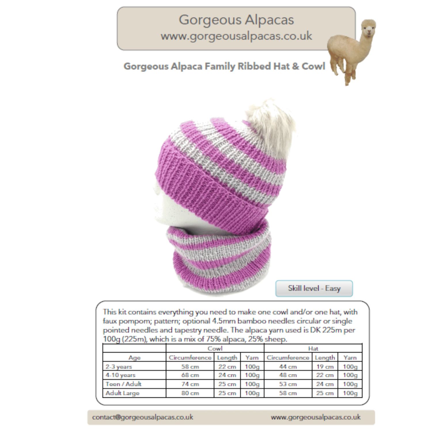 Image of cover of pattern for Family Hat and Cowl