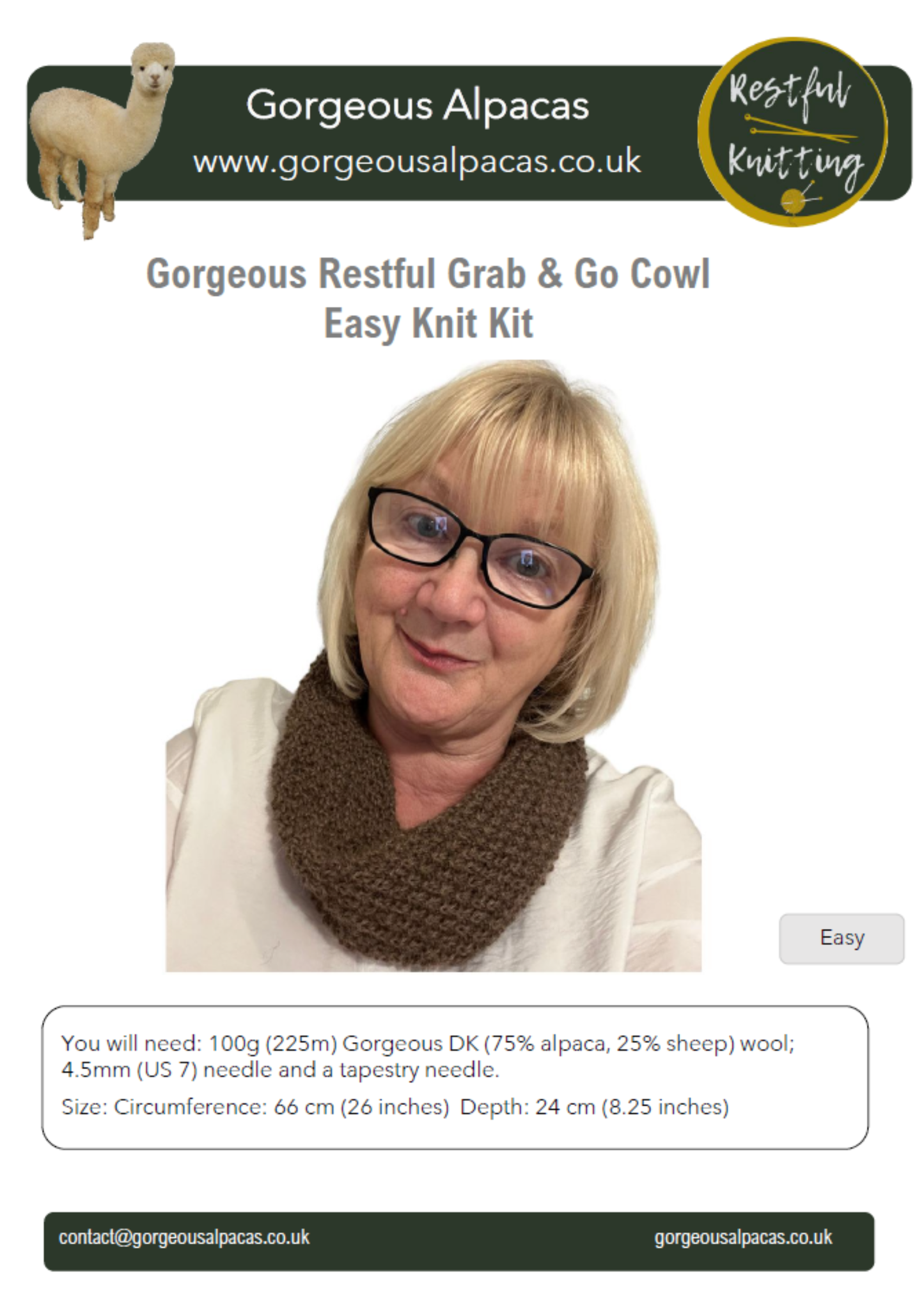Pattern for Restful Grab & Go Cowl
