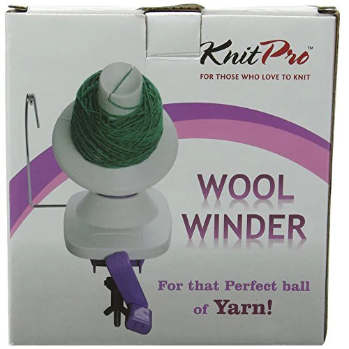 KnitPro Wool Winder packaging with green yarn on a white background