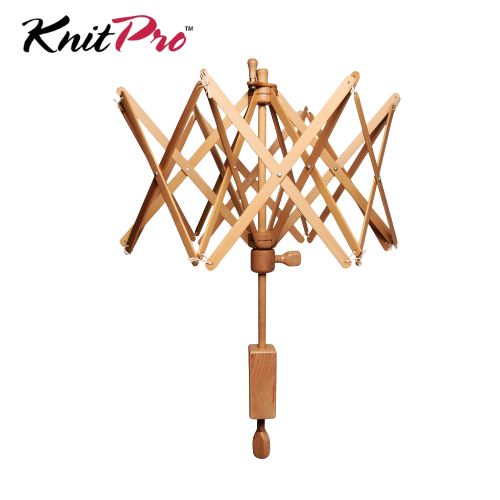 Wooden Swift Skein Holder with 'KnitPro' branding on a white background