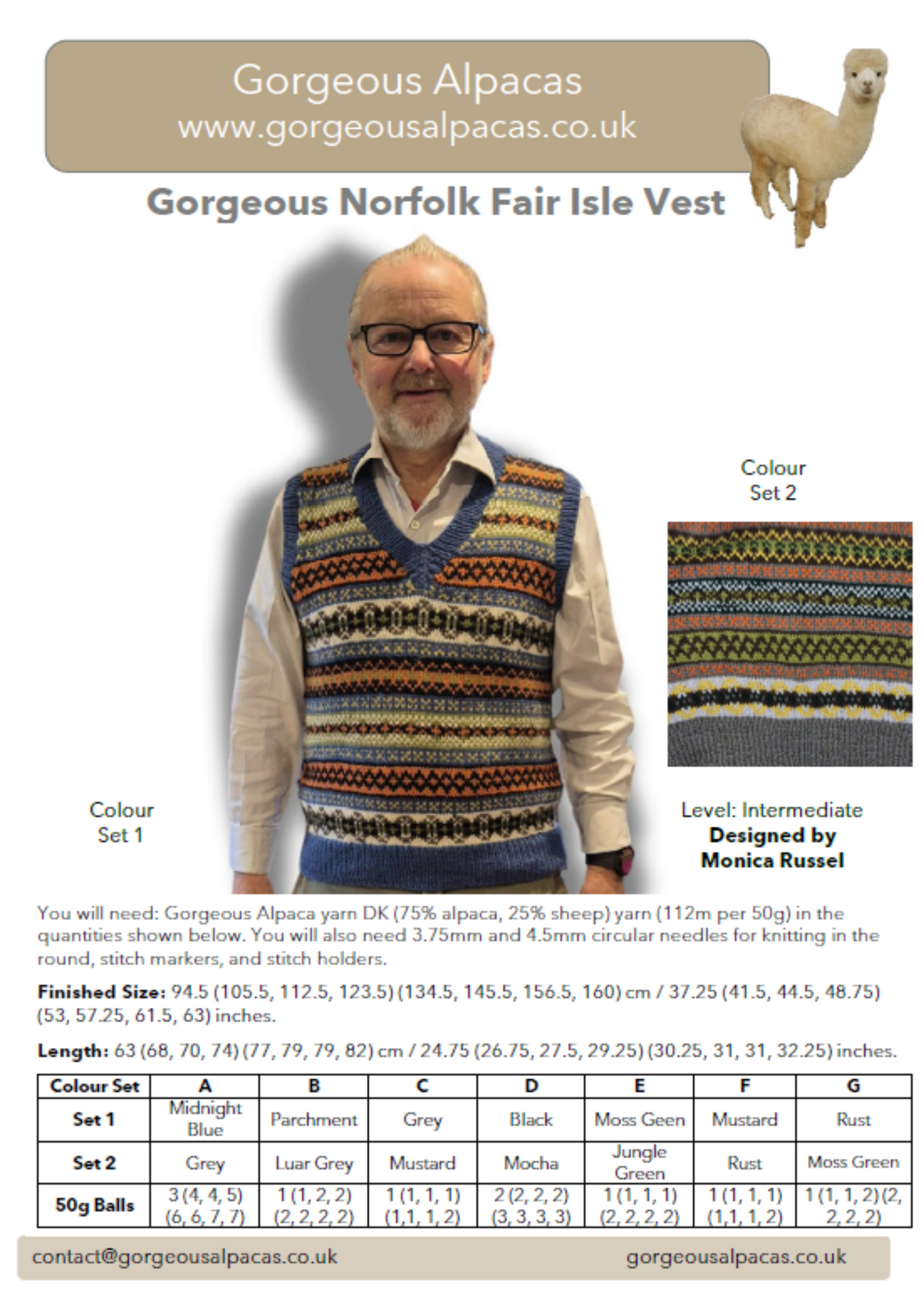 Pattern - Norfolk Fair Isle Sleeveless Sweater