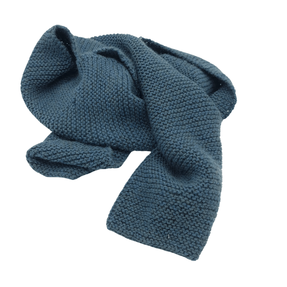 This alpaca wool knitting kit uses alpaca yarn from British and Irish farms shown here in French Navy