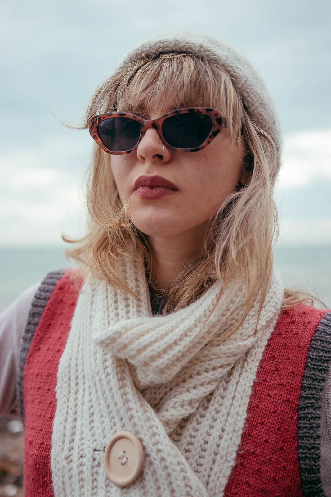 Aran weight alpaca yarn hat and scarf knitting kit
