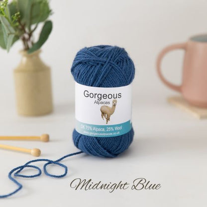 Midnight Blue DK Alpaca Yarn 50g ball – Gorgeous Alpacas
