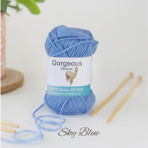 Sky Blue  DK Alpaca Yarn 50g ball – Gorgeous Alpacas