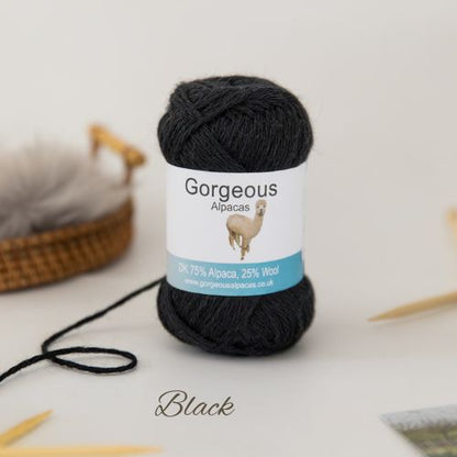 Black DK Alpaca Yarn 50g ball – Gorgeous Alpacas