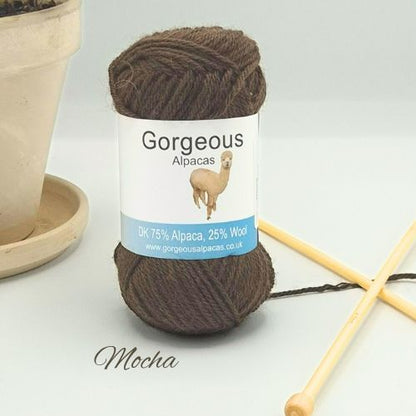 Mocha DK Alpaca Yarn 50g ball – Gorgeous Alpacas