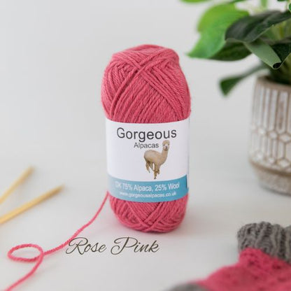 Rose Pink DK Alpaca Yarn 50g ball – Gorgeous Alpacas