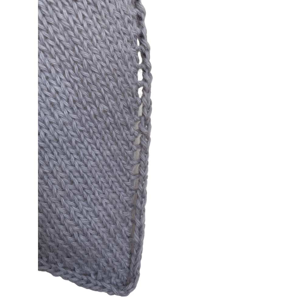 Alpaca wool shawl knitting kit edge detail in DK lunar grey