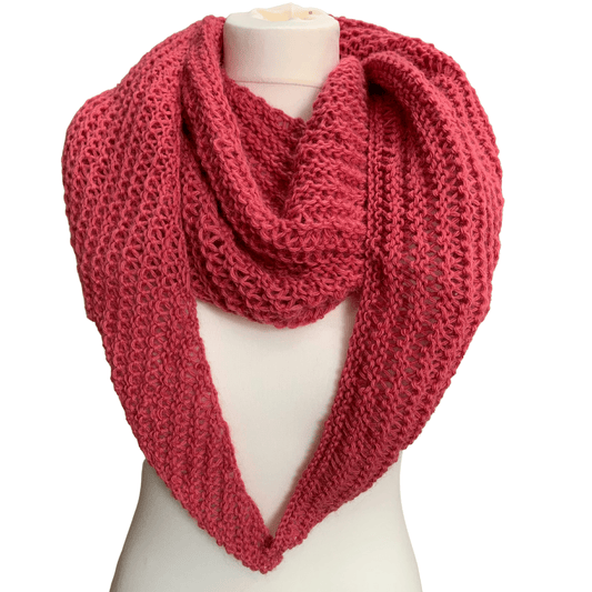 Alpaca wool knit kit shawl in DK Rose Pink