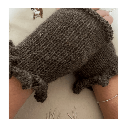 Alpaca wool knitting kit shown here in speckledy grey