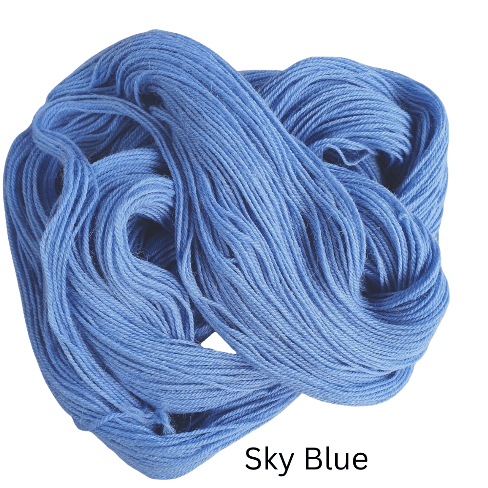 4-ply alpaca sock wool from British and Irish farms shown here in Sky Blue