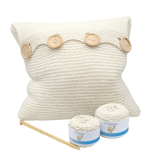 Aran alapca and merino wool cushion kit for beginners