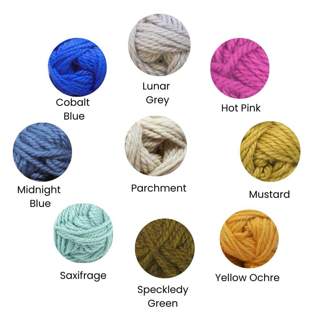 Chunky alpaca knitting kit – Colour Wheel showing options for kit