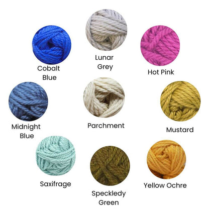 Chunky alpaca knitting kit – Colour Wheel showing options for kit