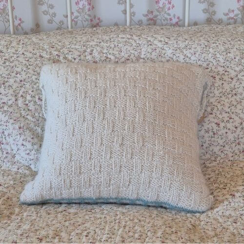 Chunky Tile Knitting Kit Back Side shown in Parchment  Irish alpaca farms