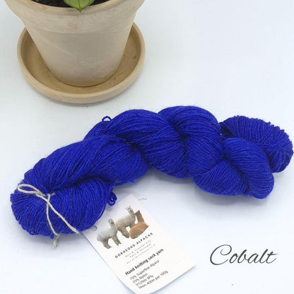 4ply sock yarn made with alpaca fleece from British and Irish alpaca farms in Cobalt