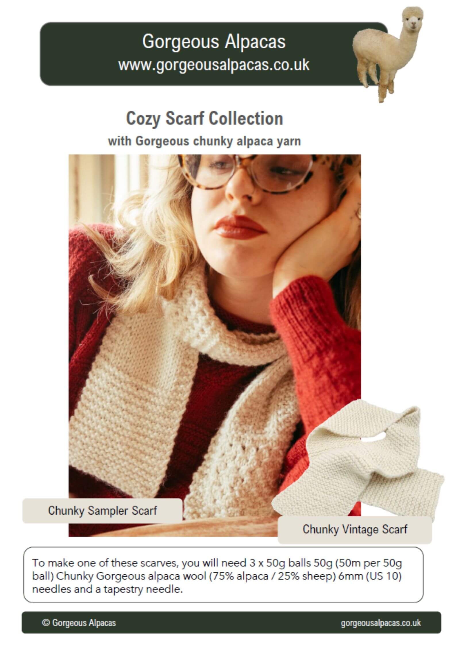Pattern cover for the Cosy Scarf Pattern Collection