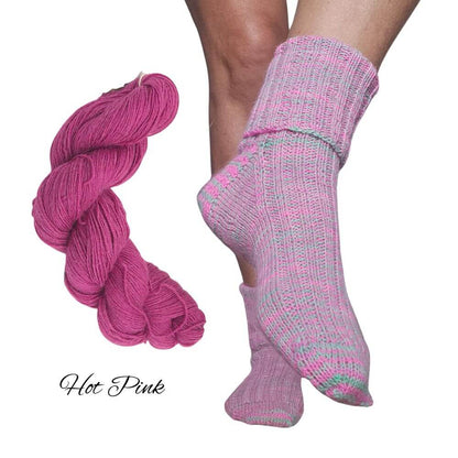 Sock knitting kit using alpaca fleece from British and Irish alpaca farms, shown here in Hot Pink