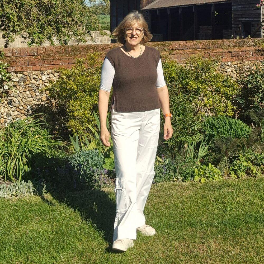 Pattern for this top-down vest with a simple pattern detail, using Gorgeous Alpacas alpaca wool. This example has been made with the colour Mocha. Also available as a knitting kit complete with Gorgeous Alpaca wool sourced from British and Irish alpaca farms.