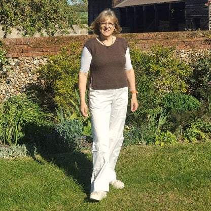 Pattern for this top-down vest with a simple pattern detail, using Gorgeous Alpacas alpaca wool. This example has been made with the colour Mocha. Also available as a knitting kit complete with Gorgeous Alpaca wool sourced from British and Irish alpaca farms.