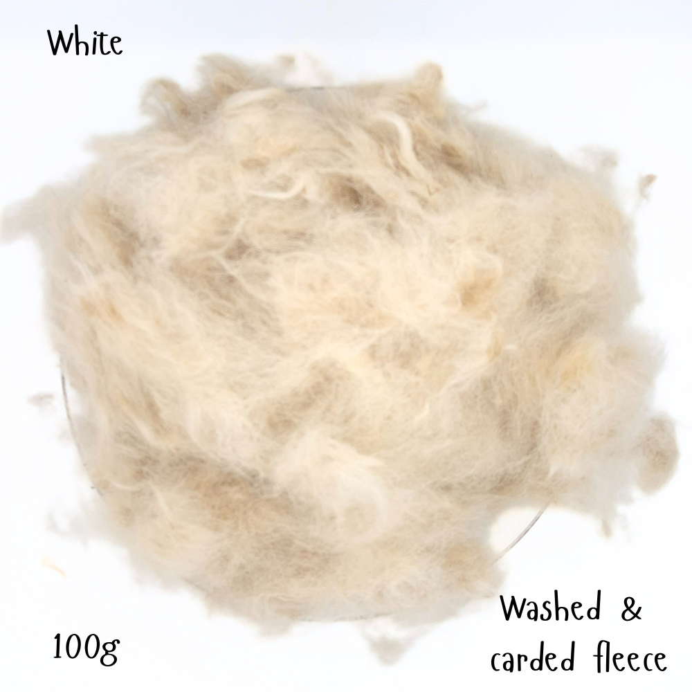 Washed carded alpaca fleece for toy stuffing