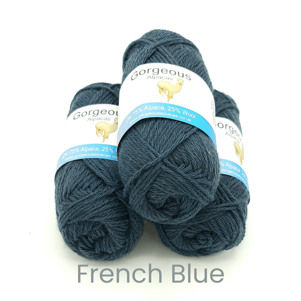 DK alpaca wool from British and Irish farms shown here in French blue