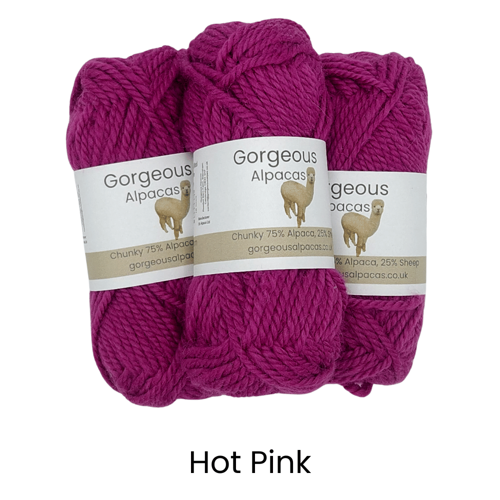 Chunky alpaca wool from British and Irish farms shown here in Hot Pink