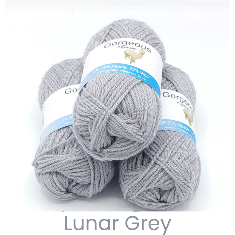 DK alpaca wool from British and Irish farms shown here in Lunar Grey