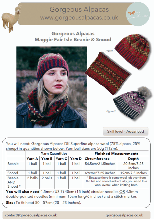 Pattern - Maggie Fair Isle Hat and Snood