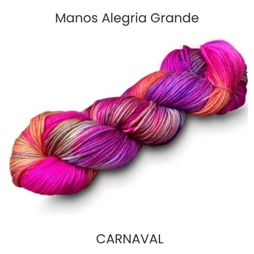 Manos Alegria Grande Yarn skein in the hand-dyed colour Carnaval