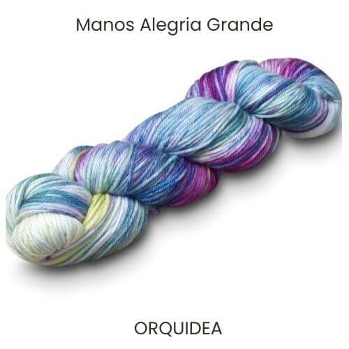 Manos Alegria Grande Yarn skein in the hand-dyed colour Orquidea