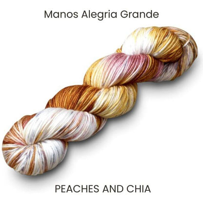 Peaches and Chia Supersoft Manos Alegria grande hand-dyed yarn.