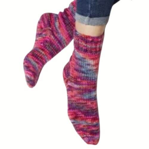 Manos Alegria Cosy Socks shown here in Hand-dyed Carnaval