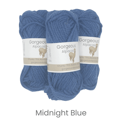 Chunky alpaca wool from British and Irish farms shown here in Midnight Blue