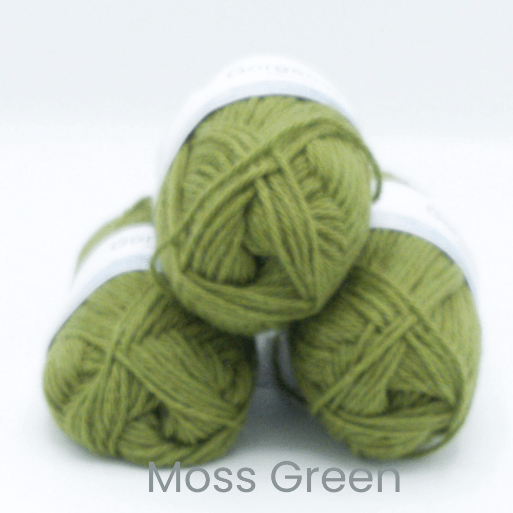 DK alpaca wool from British and Irish farms shown here in Moss Green