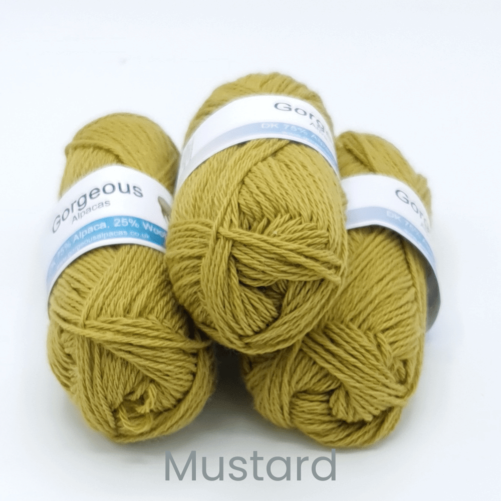 DK alpaca wool from British and Irish farms shown here in Mustard