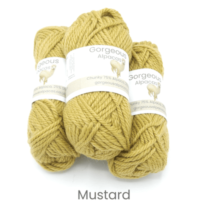 Chunky alpaca wool from British and Irish farms shown here in Mustard