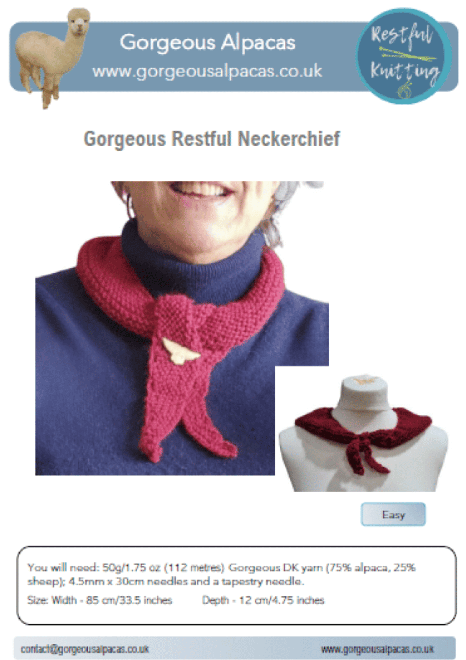 Pattern - Restful Neckerchief – Gorgeous Alpacas