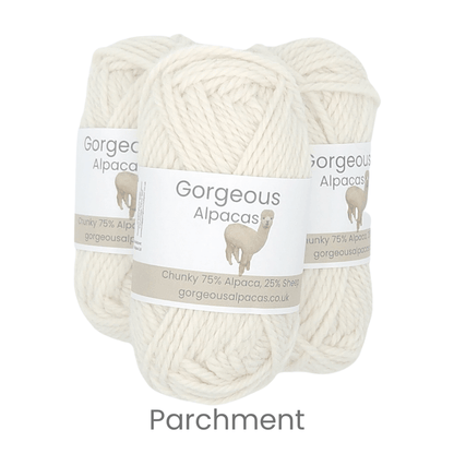 Chunky alpaca wool from British and Irish farms shown here in Parchment