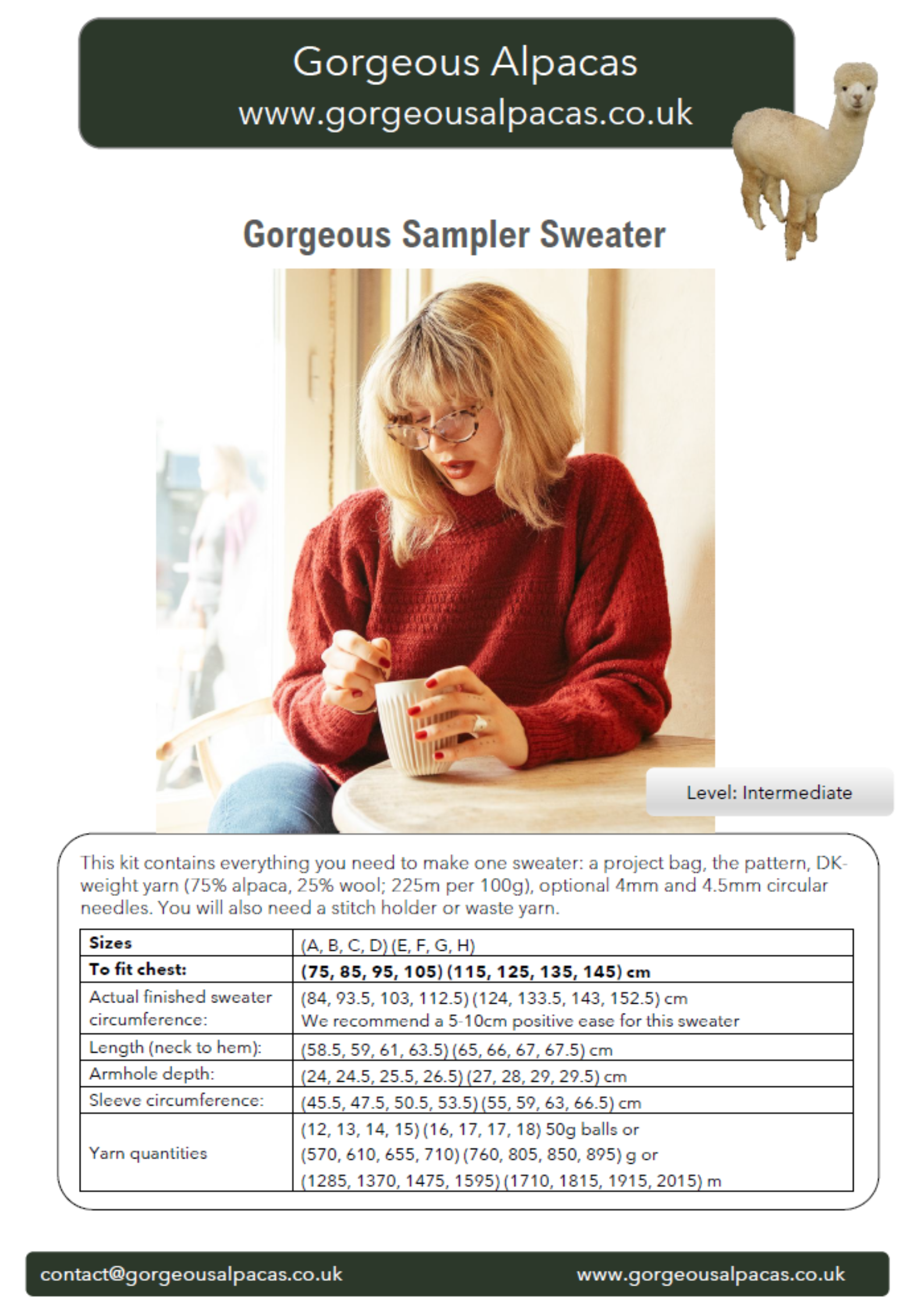 Gorgeous Sampler Sweater Front Page Cover