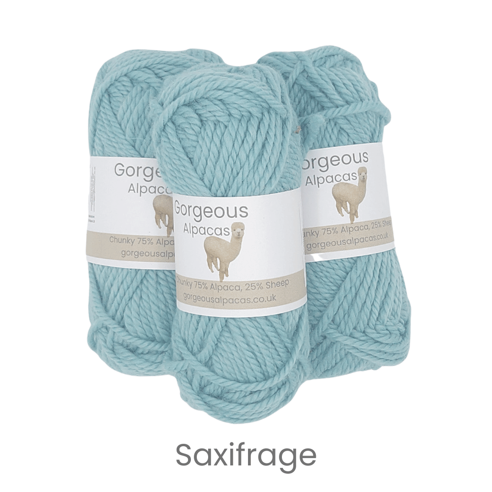Chunky alpaca wool from British and Irish farms shown here in Saxifrage