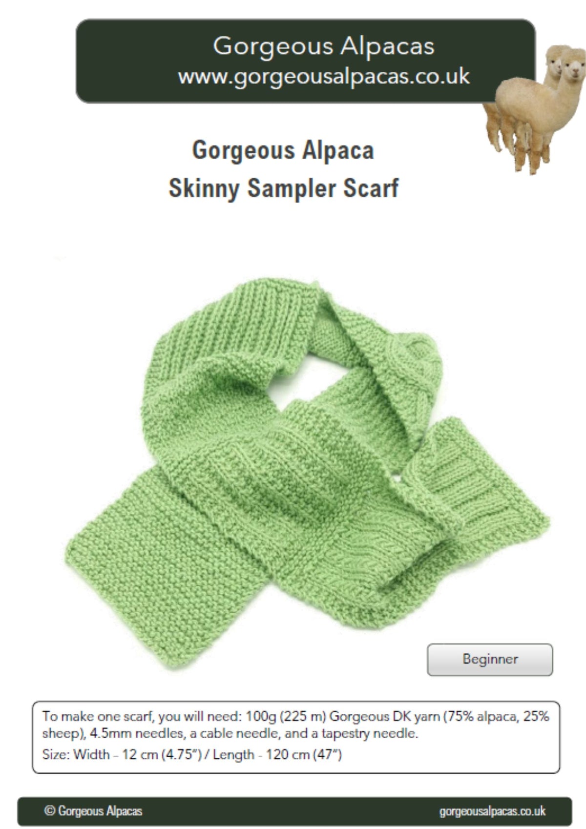 Skinny sampler scarf digital pattern front cover