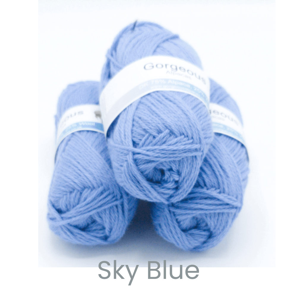 DK alpaca wool from British and Irish farms shown here in Sky Blue