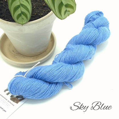 4ply sock yarn made with alpaca fleece from British and Irish alpaca farms in Sky Blue